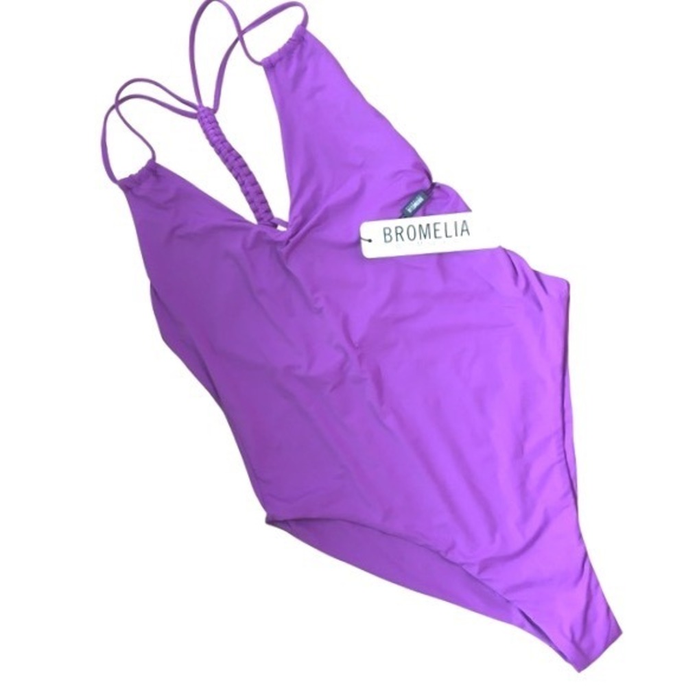 Bromelia Giovanna Braided Back One Piece Swimsuit M Electric Orchid